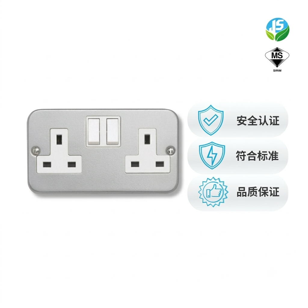 H04355-13A-2-Gang-Metalclad-Switched-Socket
